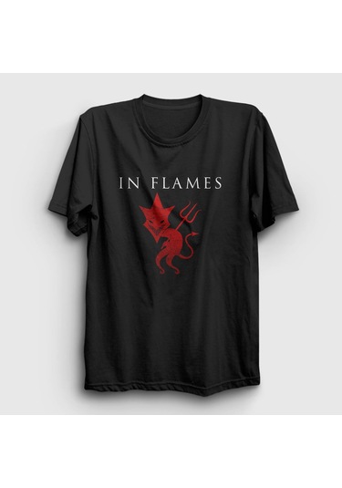 Presmono Unisex Devil In Flames T-shirt Siyah