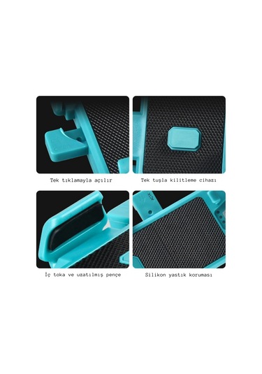 Techtic 5in1 Bisiklet Feneri Şarjlı Telefon Tutucu+korna +sis Far Yeşil