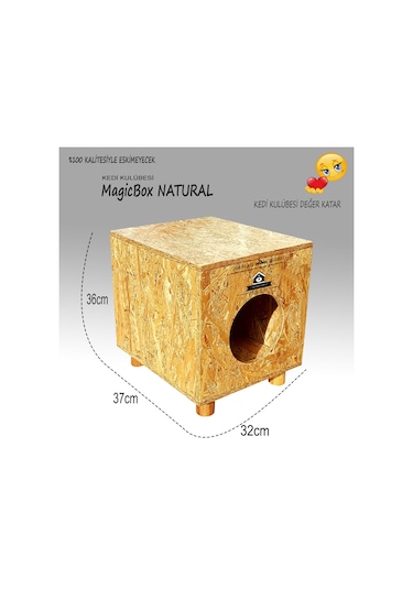 Kedi Kulübesi Profesyonel Magicbox Natural Kedi Evi 32 x 36 x 37 CM