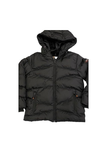 Erkek Çocuk Kapüşonlu Şişme Mont-11053 Siyah