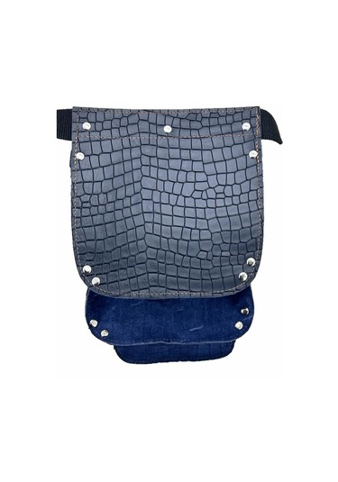 Hakiki Deri Kroko Cepli Tekniker Çivi Önlüğü Bel Çantası Lacivert