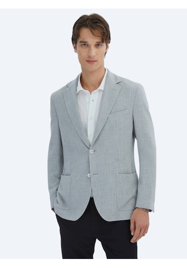 Gri Desenli Modern Fit Ceket Gri