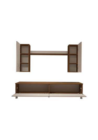 Decoraktiv Eko 7 Slm Std Krom Ayaklı Tv Ünitesi Tv Sehpası Ceviz - Beyaz