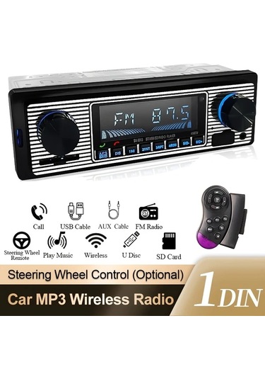 Xuweiwei 1 Adet Hıppcron Tekli Dın Araba Radyosu Yalnızca Radyo Kablosuz Çağrı Fm Usb Sd Aux Uzaktan Kumanda Evrensel Uyumlu 36v