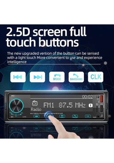 Springsun 1dın Araç Mp3 Çalar - 2.5d Dokunmatik Ekran, Fm Radyo, Bt5.1 Konum Bulma, 7 Renkli Tuş Işığı Ve Kumanda İle
