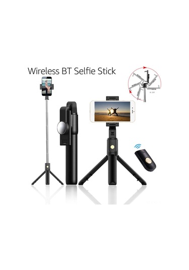 Kangvka K10 Çelik Ayarlanabilir Selfie Çubuğu - 360 Döner Telefon Tutucu, 7.64-27.6 İn Uzunluk Aralığı, Siyah Siyah