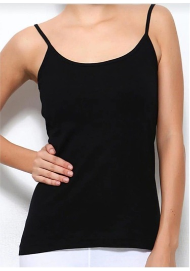 Yıldız 2246 Kadın Modal Süper İnce İp Askılı Atlet 3 Adet Siyah