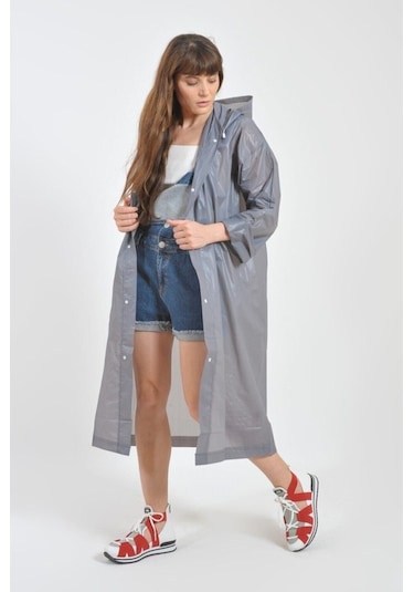 Unisex Gri Eva Kumaş Su Rüzgar Geçirmez Yağmurluk Çok Renkli