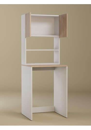 %100mdf Çamaşır Ve Kurutma Makinesi Dolabı, 3 Raflı Kapaklı Çamaşır Makinesi Üstü Dolabı Sonoma-beyaz Sonoma - Beyaz