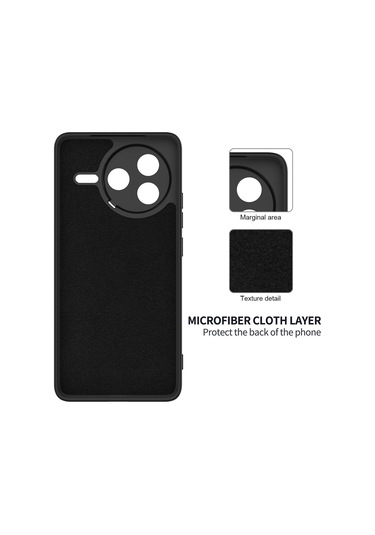 Xiaomi Poco F7 Pro İçin Düz Renk Sıvı Silikon Damlamaz Tam Kapsama Telefon Kılıfı Siyah