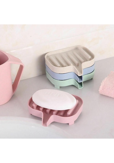 Yeşil Buğday Samanı Banyo Sabunluk Depolama Tutucu Raf Sabun Kutusu Kaymaz Drenaj Sabun Kutusu