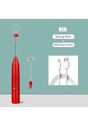 Ulzyvf Yumurta Yumurta Ve Usb Taşınabilir Mutfak Mutfak Krem Köpük Kırmızı Kırmızı Kırbaçlanan Kahve İçin Frother Ev Elektrikli El Çırpıcı Beyaz Alet Lu Kırmızı