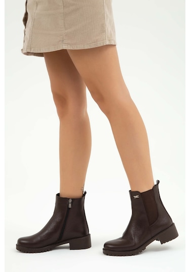 Tamer Tanca Kadın Hakiki Deri Kahverengi Floter Casual Bot 33 Tnc1997 Bn Bot Sk22/23 Kahve Floter Kahverengi