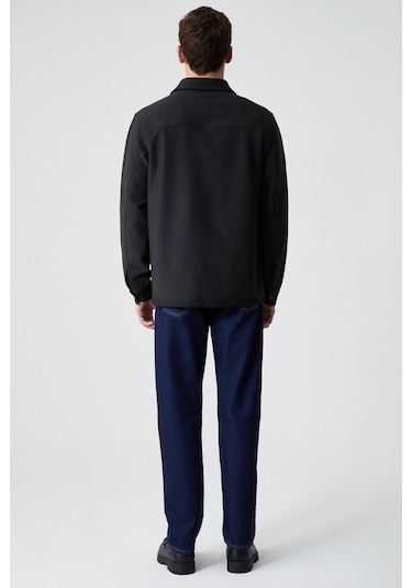 Jakarı Erkek Regular Fit Standart Kesim Klasik Yaka Desenli Çıtçıtlı Siyah Gömlek