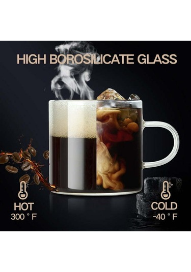 Yaozixa 4'lü 118 Ml Borosilikat Cam Espresso Bardak Seti, Kollü, Mikrodalga Ve Lavaboda Güvenli, Sıcak/soğuk İçecekler İçin Şeffaf