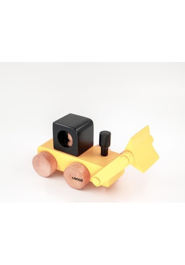 Ahşap Dozer Sarı Oyuncak Naturel Doğal Organik Çocuk Oyuncağı