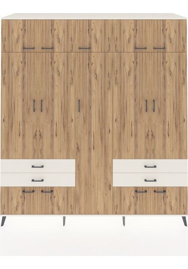 Kronos Dolap 12 Raflı 4 Çekmeceli 2 Askılı 220x59x243 Aytaşı-çam/aytaşı Atlas Çam/aytası