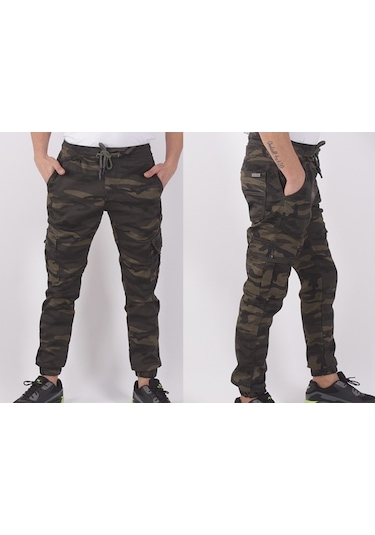 Black Steel,Bel-Paça Lastikli,Cepli Kamuflaj Pantolon-91000
