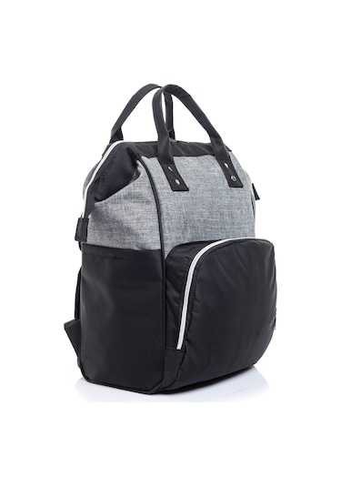 Anne Bebek Bakım Sırt Çantası Siyah-gri Termos Bölmeli Gri - Siyah