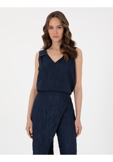 Pierre Cardin Kadın Lacivert Kısa Kollu Bluz 50301151-vr033 Lacivert