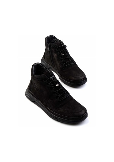 Siyah Hakiki Deri Erkek Bot & Bootie E02900220201 Siyah