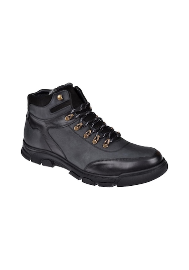 Tardelli Hakiki Deri İçi Kürklü Battal Boy Erkek Bot Trd-4351 Siyah Nubuk Siyah Nubuk Siyah