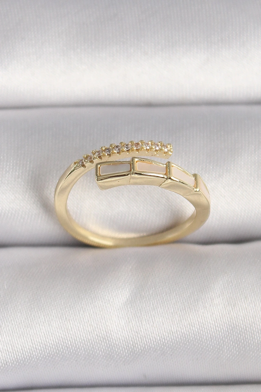 Dodes Dodes Pirinç Gold Renk Zirkon Taş Detaylı Yılan Model Ayarlanabilir Yüzük Tg27byk3539 Çok Renkli