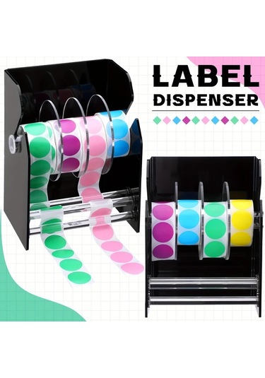 Elmpaly Ayarlanabilir Etiket Dağıtıcı 4 Rulo Sticker Rafı Siyah Ofis Ev Masası Etiketlik Diğer