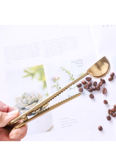 2'si 1 Arada Kahve Kepçesi Paslanmaz Çelik Kahve Tozu Ölçüm Kepçesi Sızdırmazlık Klipsli Çay Süt Tozu Kepçesi Kahve Aksesuarları Gümüş