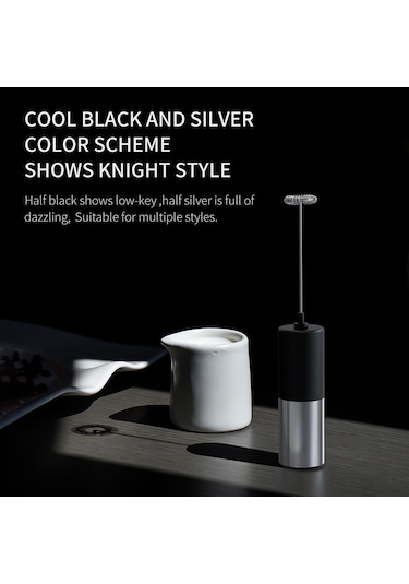 Kangvka El Tutulu Elektrikli Süt Köpürtücü - 14000rpm Hızlı Motor, 304 Paslanmaz Çelik, Kahve/latte/protein İçin, Pil İle Çalışır Pil Dahil Değil Siyah Ve Gümüş