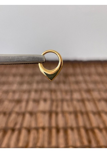 316 L Cerrahi Çelik Anti Alerjik V Model 8 Mm X 1.2mm Altın Kilitli Halka Piercing Gold