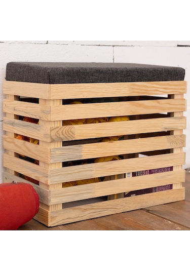 Ahşap Sandıklı Puf Bench Ahşap Puf