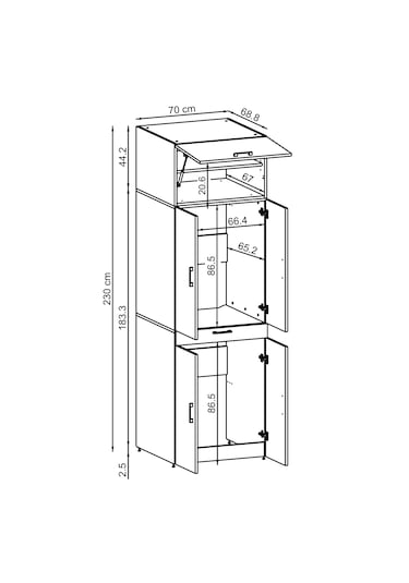 Dora Kapaklı Çamaşır Ve Kurutma Makinesi Dolabı Atlantik Çam - Antrasit