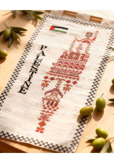 Filistin Nakışlı Kumaş Duvar Panosu 31x71 Cm Dekor