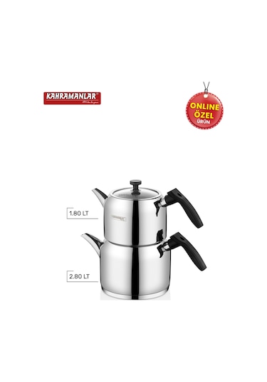 Kahramanlar Delux Mega Boy Black Çaydanlık Takımı Siyah