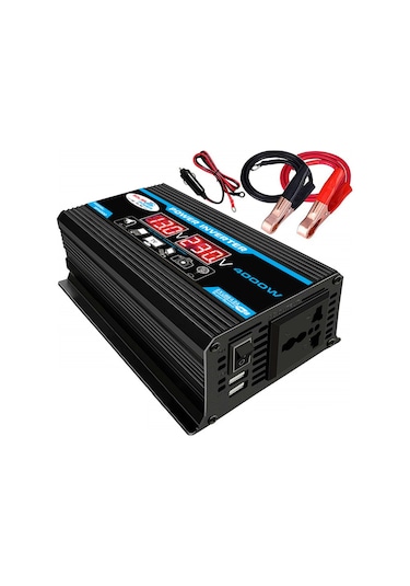 Mufunye 4000w Akıllı Dijital Araba İnvertörü 2 Usb Çıkış Portu Led Ekranlı Modifiye Sinüs Dalgası Dönüştürücü