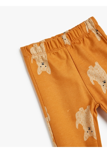 Koton Basic Jogger Eşofman Altı Beli Lastikli Dokulu Pamuklu Turuncu Desenli 5wmb40099tk Turuncu
