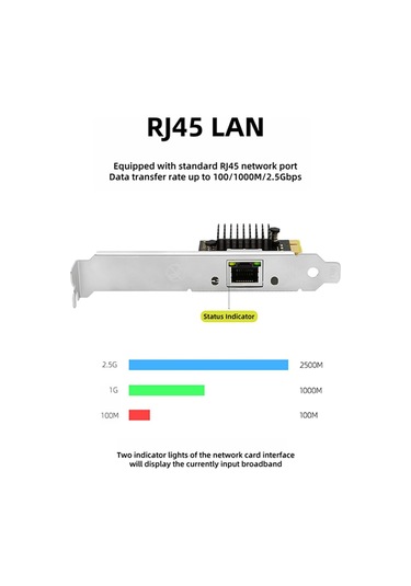 Rtl8125bg Intel1225v Gigabit Ethernet Pcı Express Kartı 10/100/2500mbps 2.5gbps Rj45 Lan Pcıe Adaptörü Pc İçin