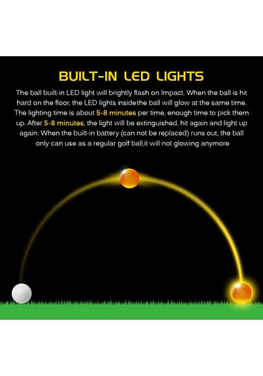 Qingmipy 6 Adet Golf Işık Topu Led Aydınlatmalı Yüksek Elastik Antrenman Ve Maç Topları Çeşitli Renkler Çok Renkli