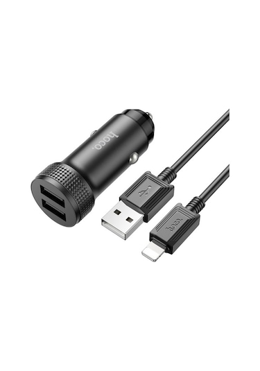 Hoco Z49 Çift Usb Araç Şarj Başlığı + İphone Lightning Kablo