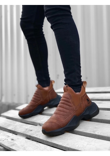 Ba0401 Bağcıksız Rahat Yüksek Taban Taba Erkek Spor Yarım Bilek Bot Çok Renkli