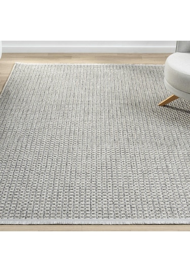 Gri Melanj Kareli Dokuma Modern Halı - L667grbo Gri - Melanj