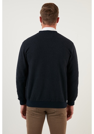 Buratti Pamuklu Regular Fit Düğmeli V Yaka Erkek Hırka 456205 Lacivert