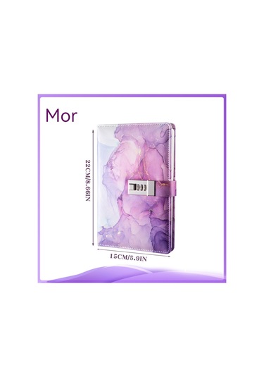 Tuomeng A5 Moda Şifre Kitabı Kilitli Yaratıcı Hesap Notu Dizüstü Şifre Kitabı-mor