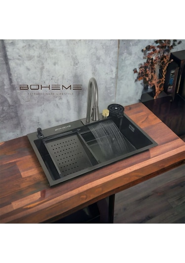 Boheme Teknolojik Eviye Seti Şelale, Çelik Batarya Mutfak Evyesi 3 Fonksiyonlu Bataryası Dahil Diğer