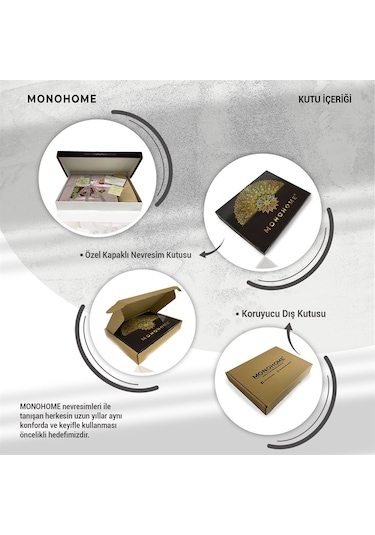 Monohome Premium Luxury Çift Kişilik Nevresim Takımı 3d Pamuk Saten Otantik-1569 - Lastikli Çok Renkli