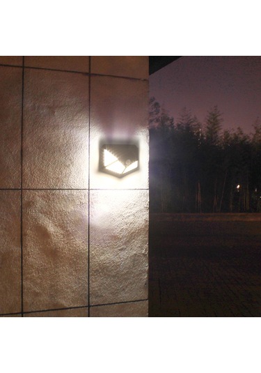 Singree Güneş Enerjili Dört Yönlü Aydınlatma Duvar Lambası - İnsan Algılama 100 Led - Dış Mekan Bahçe Işığı Siyah Beyaz