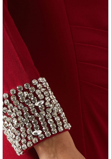 Ac By Aanchal Chanda Embellished Cape Işlemeli Pelerinli Kadın Elbise Kırmızı