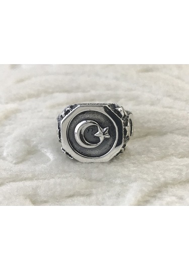 Türk Bayraklı 925 Ayar Gümüş Erkek Yüzük