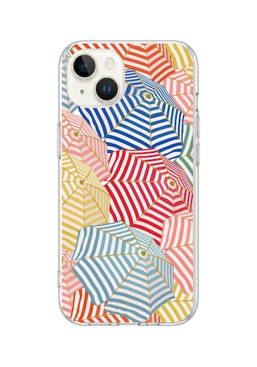 iPhone 13/14 Uyumlu Şemsiyeler Baskılı Silikon Kılıf Renkli